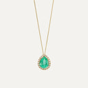 Fio com Pendente em Ouro Amarelo com Esmeralda 5,8 ct e Diamantes