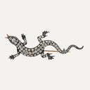 Pregadeira Lagarto com Diamantes em Ouro e Prata