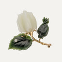 Pregadeira Floral em Jade, Diamante e Ouro Amarelo