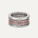 Anel Bvlgari B.zero1 em Ouro Branco com Rodolites Rosa