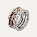 Anel Bvlgari B.zero1 em Ouro Branco com Rodolites Rosa