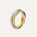 Anillo Cartier Trinity en oro blanco, rosa y amarillo, con diamantes