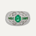 Anel em Ouro Branco com Esmeraldas e Diamantes