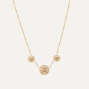 Colar Dior Rose Des Vents com três medalhas em ouro, diamantes e madrepérola