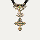 Colgante de cruz en oro con esmeraldas y diamantes sobre plata, español, siglo XVI