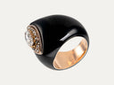Anillo de ebonita y oro con diamantes