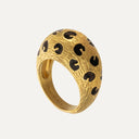 Anel Fred Paris Vintage Leopard em Ouro Amarelo e Esmalte Preto