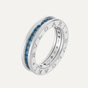 Anel Bulgari B.zero1 com Topázios Azuis em Ouro Branco