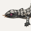 Broche de lagarto con diamantes en oro y plata