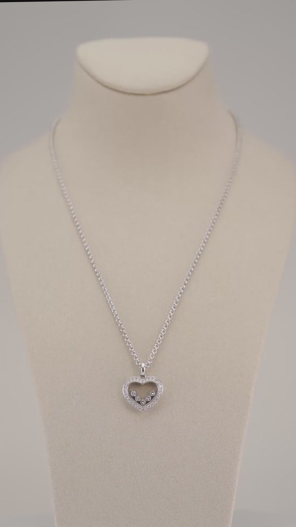 Colar Chopard Happy Diamonds em Ouro Branco com Diamantes com Certificado